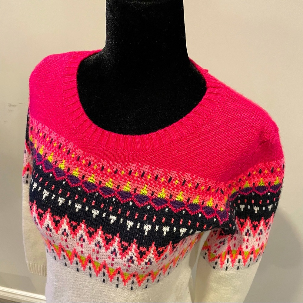 Joe Fresh Fair Isle Knit Sweater Vibrant Pink Size L (10) Juniors